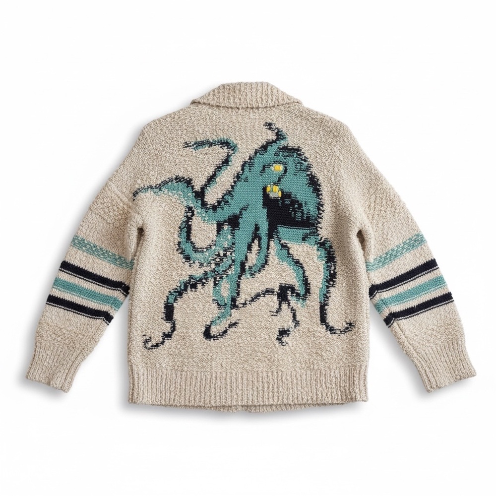 ⚡️FLASH SALE Anthropologie RARE Blue and Cream Knit Octupus Sweater - Picture 3 of 6